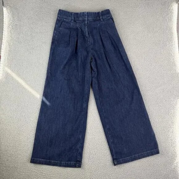American Eagle Outfitters Denim - American Eagle  AE Denim Trousers Wide Leg High Rise Dark Wash 0 Short